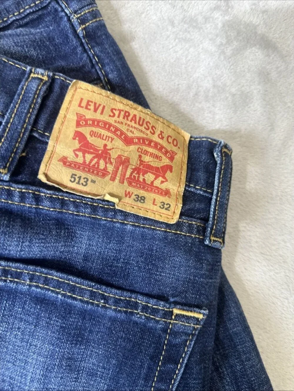 Levis 513 Slim Straight Jeans 38x32 Medium Wash Denim Mens